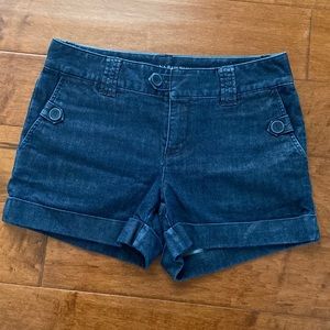 Cuffed Jean Shorts - Dark Blue Wash